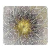 Blüh mit Gold Moderne Abstrakte Fraktal Blume Schneidebrett (Vorderseite)