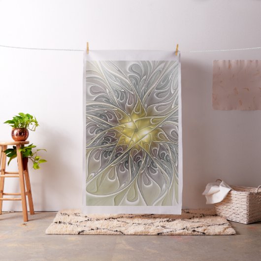 Blüh mit Gold Moderne Abstrakte Fraktal Blume Stoff (Beispiel)