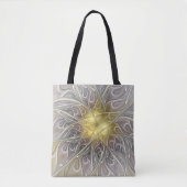 Blüh mit Gold Moderne Abstrakte Fraktal Blume Tasche (Vorderseite)