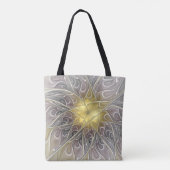 Blüh mit Gold Moderne Abstrakte Fraktal Blume Tasche (Rückseite)