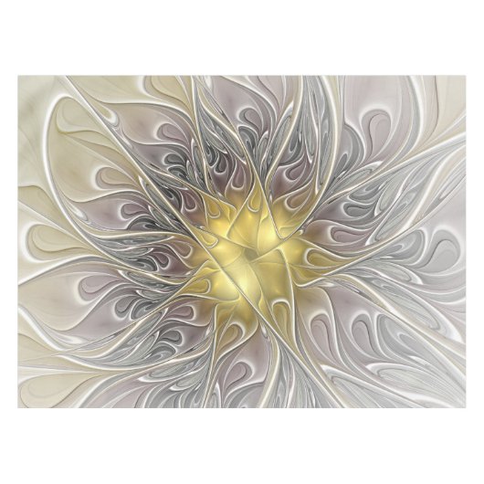 Blüh mit Gold Moderne Abstrakte Fraktal Blume Tischdecke (Vorderseite (Horizontal))