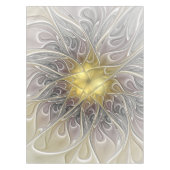 Blüh mit Gold Moderne Abstrakte Fraktal Blume Tischdecke (Vorderseite)