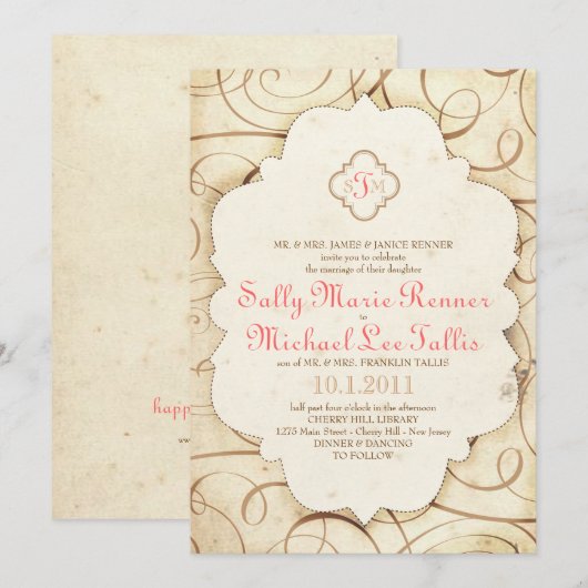 Blüh & Scroll Storybook Fairytale Einladung (Vorne/Hinten)