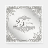 Blüh Silver 25. Hochzeitstag Neapel Serviette (Vorderseite)