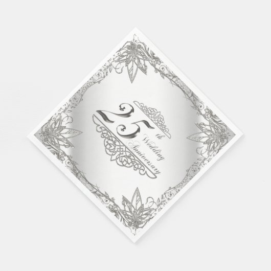 Blüh Silver 25. Hochzeitstag Neapel Serviette (Ecke)