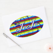 Blüh Stripe Ovaler Aufkleber (Umschlag)