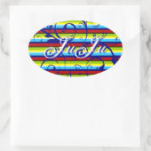 Blüh Stripe Ovaler Aufkleber (Tasche)
