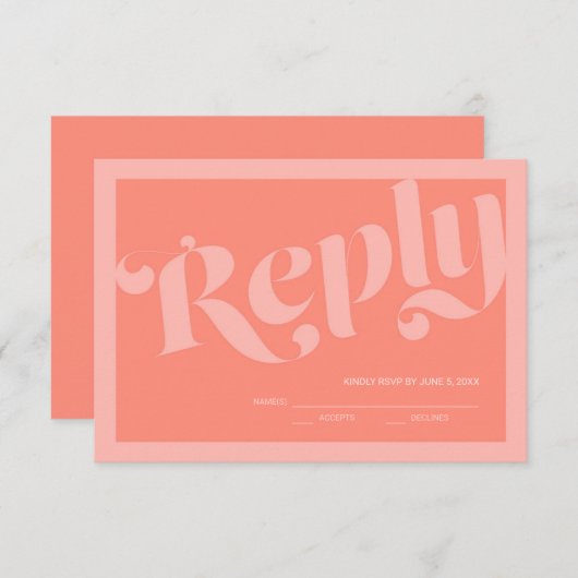 Blüh Typografie Coral Lmon Wedding RSVP (Vorne/Hinten)