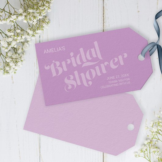 Blüh Typografie Lavender Lilac Brautparty Geschenkanhänger