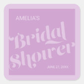 Blüh Typografie Lavender Lilac Brautparty Quadratischer Aufkleber (Vorderseite)