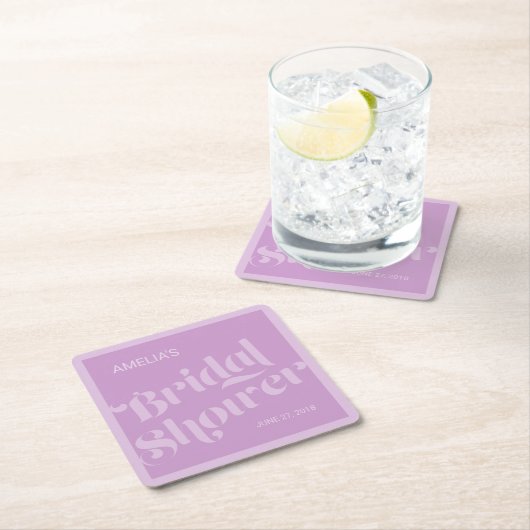 Blüh Typografie Lavender Lilac Brautparty Rechteckiger Pappuntersetzer (Vor Ort)