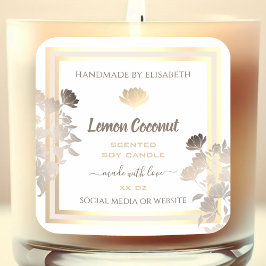 Blüh von Etiketten für weiße und goldene Produktve Quadratischer Aufkleber