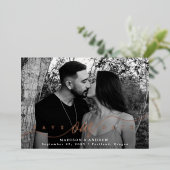 Blüh von Rose Gold Script Save the Date Folieneinladung (Stehend vorne)