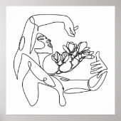 Blüh - Weibliche Linie Kunst mit Blume Poster (Vorne)