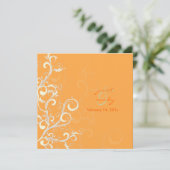 Blüh/Wirbel Blätter/Orange Einladung (Stehend Vorderseite)