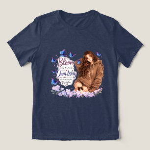 Blühe auf deine eigene Art Schmetterlings-Mädchen Tri-Blend Shirt