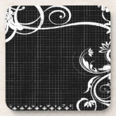 Blühe Grid Drinks Coasters mit schwarzem und weiße Untersetzer (Vorderseite)