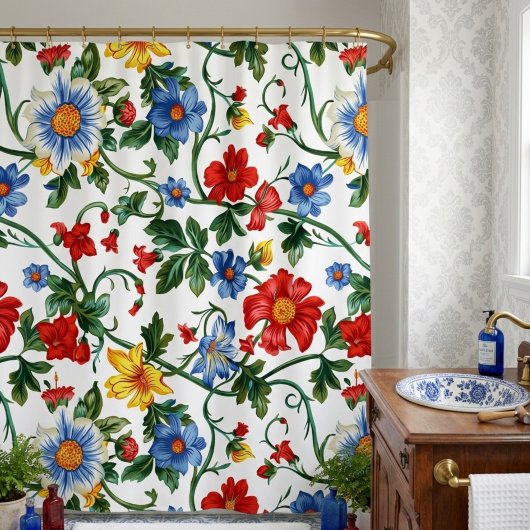Blühe Kühn | Lebendiges Blumenmuster Duschvorhang