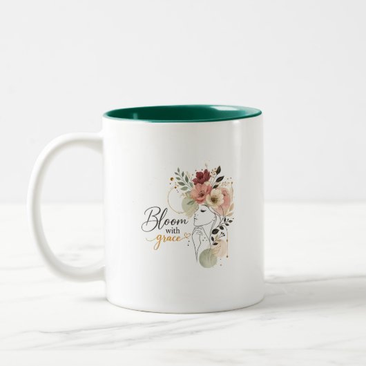 Blühe mit Anmut Blumen-Tasse Zweifarbige Tasse (Links)