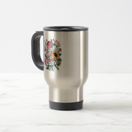 Blühe mit Anmut  Reisebecher (Vorderseite Links)