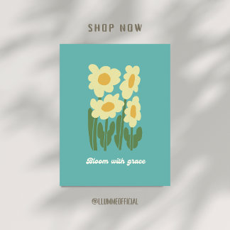 Blühe mit Anmut Retro-Gänseblümchen-Wandkunst Poster