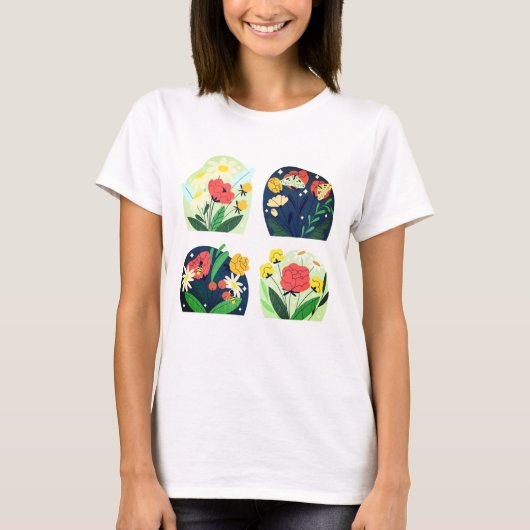 Blühe mit Blumen Damen T-Shirt (Vorderseite)