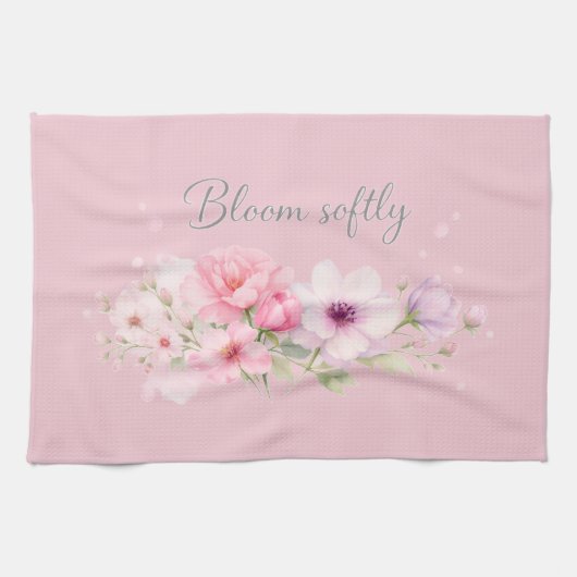 Blühe sanft – Pastell-Wasserfarben-Blumen Geschirrtuch (Horizontal)