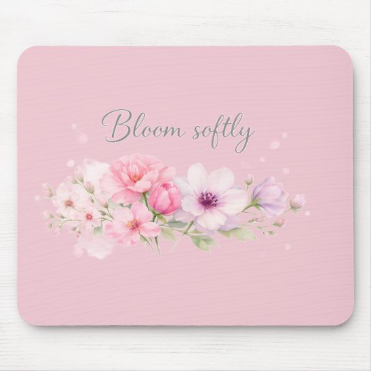 Blühe sanft – Pastell-Wasserfarben-Blumen Mousepad (Vorne)