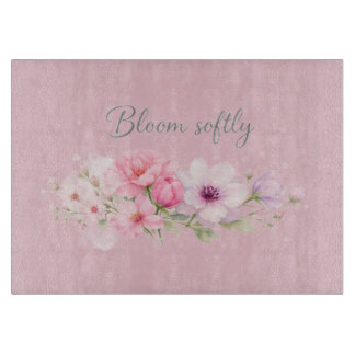 Blühe sanft – Pastell-Wasserfarben-Blumen Schneidebrett