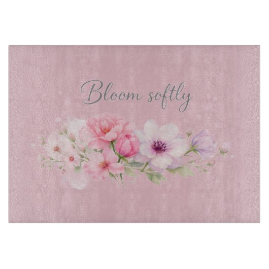 Blühe sanft – Pastell-Wasserfarben-Blumen Schneidebrett (Vorderseite)