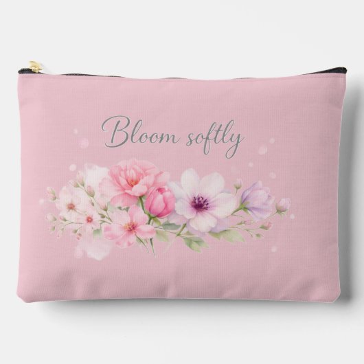 Blühe sanft – Pastell-Wasserfarben-Blumen Zubehörtasche (Vorderseite)