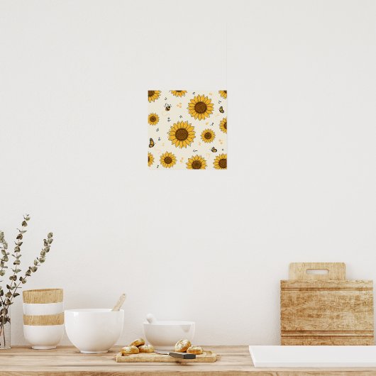 Blühe wie eine Sonnenblume Poster (Küche)