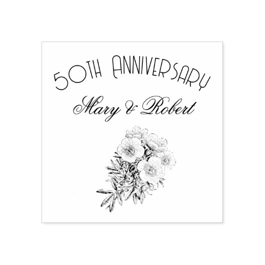 Blühen 50. Jahrestag - personalisiert Gummistempel (Prägung)