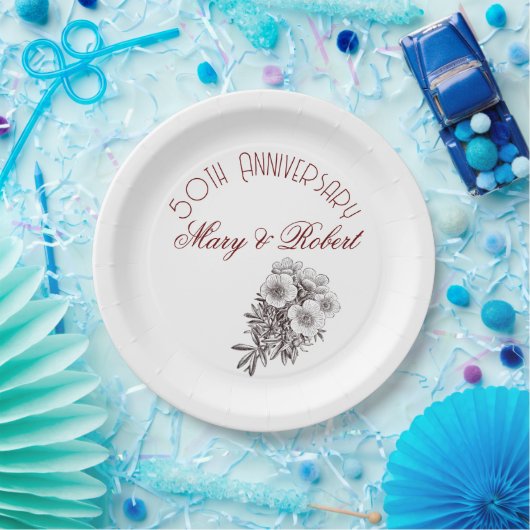 Blühen 50. Jahrestag - personalisiert Pappteller (Party)