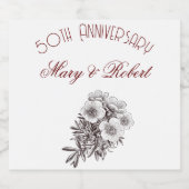 Blühen 50. Jahrestag - personalisiert Schaumweinetikett (Einzelnes Label)