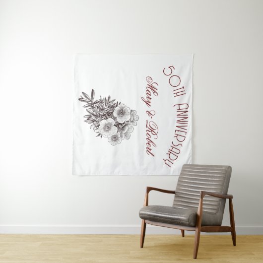 Blühen 50. Jahrestag - personalisiert Wandteppich (Beispiel (Horizontal))