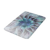 Blühen abstrakte moderne fraktale Blume mit Blau Badematte (Schrägansicht)