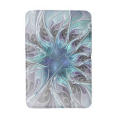 Blühen abstrakte moderne fraktale Blume mit Blau Badematte (Vorderseite Vertikal)