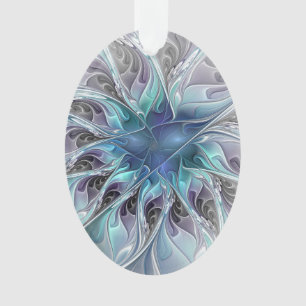 Blühen abstrakte moderne fraktale Blume mit Blau Ornament