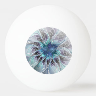Blühen abstrakte moderne fraktale Blume mit Blau Tischtennisball