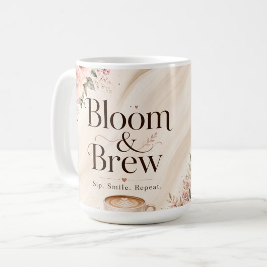 Blühen & Brühen Blumen-Kaffeetasse. Kaffeetasse (Vorderseite Links)