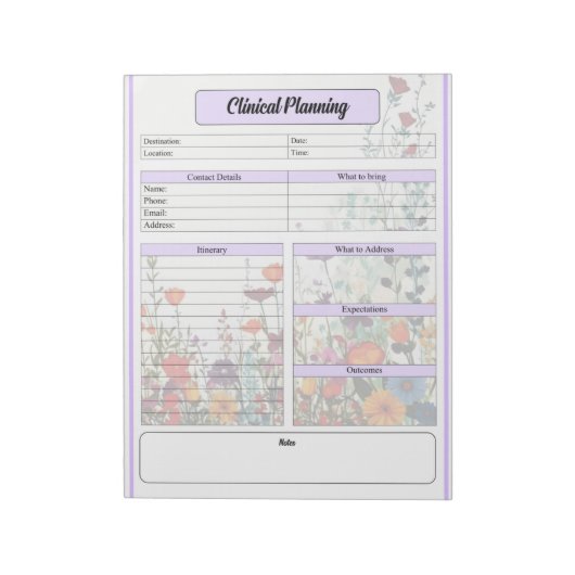 Blühen des Lila Gartens - Klinische Planung Notizblock (Rotiert)