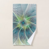 Blühen Fantasy Modern Blue Green Fraktal Blume Badhandtuch Set (Handtuch)