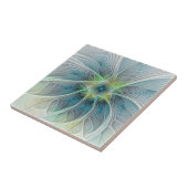 Blühen Fantasy Modern Blue Green Fraktal Blume Fliese (Seite)