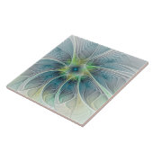 Blühen Fantasy Modern Blue Green Fraktal Blume Fliese (Seite)