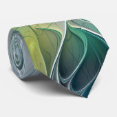 Blühen Fantasy Modern Blue Green Fraktal Blume Krawatte (Gerollt)