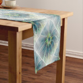 Blühen Fantasy Modern Blue Green Fraktal Blume Kurzer Tischläufer (Beispiel)