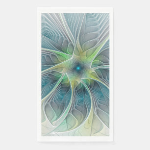 Blühen Fantasy Modern Blue Green Fraktal Blume Serviette