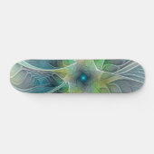 Blühen Fantasy Modern Blue Green Fraktal Blume Skateboard (Horizontal)