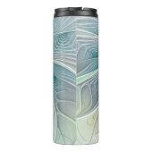 Blühen Fantasy Modern Blue Green Fraktal Blume Thermosbecher (Rückseite)